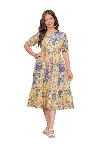 Image of Kuruti B Sheets Women's Cotton Floral Printed Regular Fit Anarkali Kurta for Women