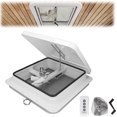 RV Vent Fan, 14 Inch RV Roof Vent with 12V Fan Reversible, 14 x 14 RV Roof Fan with 6 Inch Blades, Roof Exhaust Vent Compatible with Ventline, Jensen and Elixir Vent