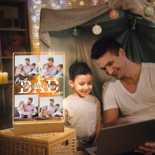 Personalized Father's Day Gifts for Dad from Daughter Son, Custom Night Light Acrylic Frame with Photos for Dad Father, Custom Unique Birthday Gifts for Dad, Best Dad Ever Gifts - Image 5
