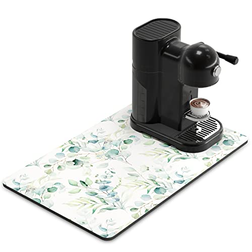Rnivvi Tapete de café, 12 x 19 pulgadas, bonito diseño minimalista, para accesorios y organizador de estación de máquina de espresso, almohadilla absorbente para secar platos y encimera de cocina,