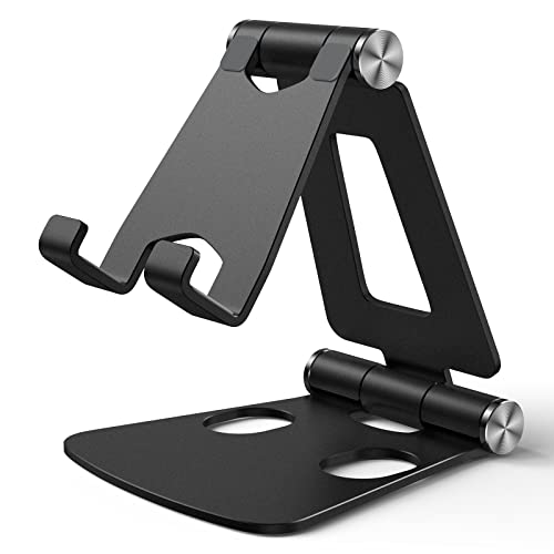 WIMAHA Handy Ständer,Tablet Ständer,Einstellbarer Höhenwinkel Faltbarer Aluminium Handyständer,Foldable Tablet Stand für Samsung, Xiaomi,Huawei,und andere Smartphone(Gewehrgrau)