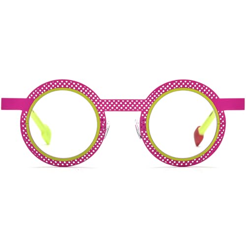Image of FONEX Colorful Pure Titanium Glasses Frame Women Retro Round Eyeglasses