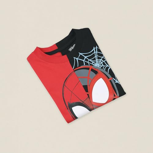 Image of Kidsville Official Marvel Avengers Spiderman Boys Half Sleeve Round Neck White Graphic Printed Cotton T-Shirts for Kid Boys