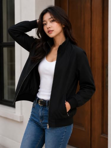 Image of Women's Regular Fit Jacket For Casual Wear || Full Zip Mock Neck Casual Jacket | Full Sleeve Oversized Stylish Jacket For Women ||Regular Fit Zip-Up Casual jacket | bomber jacket for women