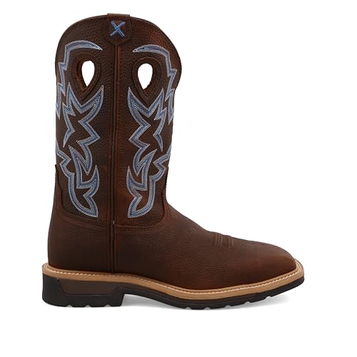 Twisted X Men's 12" Western Work Boot, Square Toe Steel Toe, Brown Pebble & Brown Pebble, 8 D4