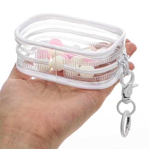 Image of Clear Figure Display Bag with Keychain, Portable Doll Storage Bag Blind Box Display Case Bags Waterproof Carrying Pouch Keychain for Mini Figure /Doll Collectors