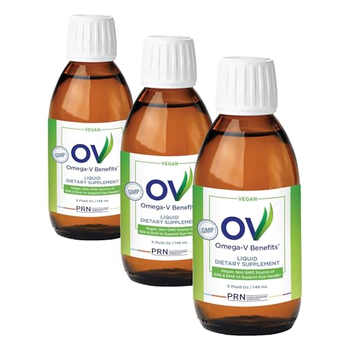 Image of Omega-V Benefits Liquid Omega 3 Supplement - 5 oz, 30-Day Supply - Vegan Supplement with 1000mg EPA & DHA for Eye Health (Pack of 3)