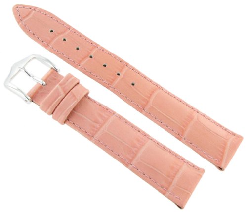 20mm Hirsch Duke Alligator Grain Pink Genuine Leather Padded Watch Band Strap