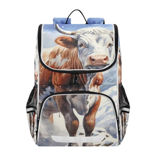 Mochila infantil Toro Clásico De Vaca con reflectores para colegio y viaje de niños y adultos