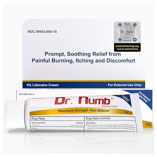 Dr. Numb 5% Lidocaine Topical Anesthetic Numbing Cream for Pain Relief, Maximum Strength with Vitamin E for Real Time Relieves of Local Discomfort, Itching, Pain, Soreness or Burning - 10g