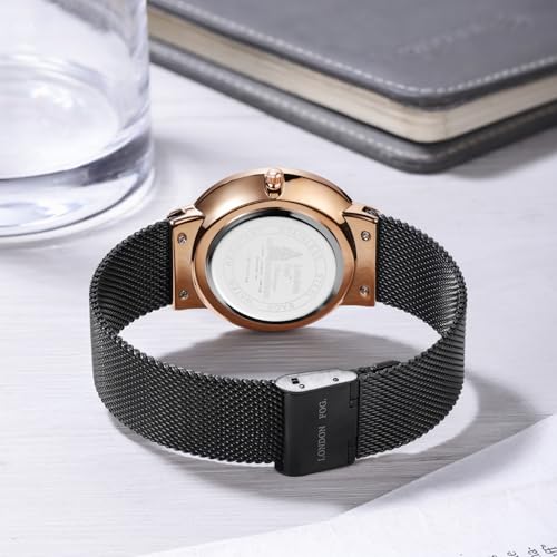 Image of London Fog Surrey Collection Analog Quartz Watch for Men with Round Textured Dial, Date Display Function, Stainless Steel Mesh Strap, Water Resistant - LFM10006