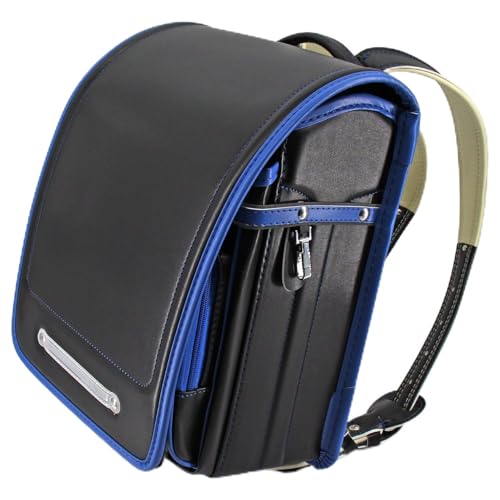 Baobab'sWish Mochila japonesa Ransel Randoseru para estudiantes de escuela primaria mochila para niños cuero PU impermeable bloqueo automático mayor capacidad cubierta de lluvia (negro)