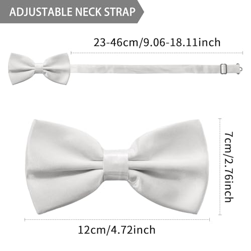 Image of Bow Tie for Men & Boys, Pre-Tied Bowtie Adjustable 9-18in, for Formal Tuxedo, Prom Party, Wedding