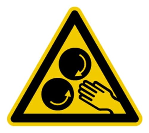 Warnaufkleber Warnung „laufenden Walzen“ Dreieck Schild Folie nach ISO 7010 SL 5-30cm | signalgelb Made in Germany, Größen Name: 10 cm