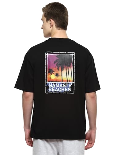 Image of hummel Vacay Men's Oversize Fit, Drop Shoulder Crew Neck Graphic Print Casual T-Shirt