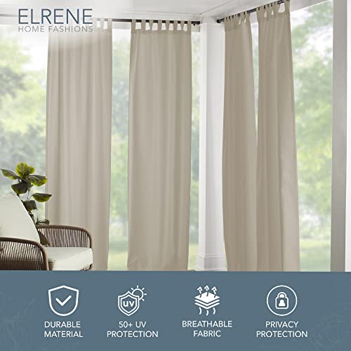 Elrene Home Fashions Matine Solid Tab-Top Indoor/Outdoor Curtain Panel, 52 inches X 84 inches, Taupe, W 52" x L 84" (1 Panels) - Image 2