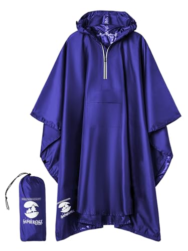 Image of SaphiRose Hooded Rain Poncho Waterproof Raincoat Jacket for Men Women Adults