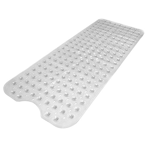 Pukkr Alfombra de baño extra grande | Succión de seguridad | Lavable a máquina | 30% más largo | Libre de Alérgenos Transparente