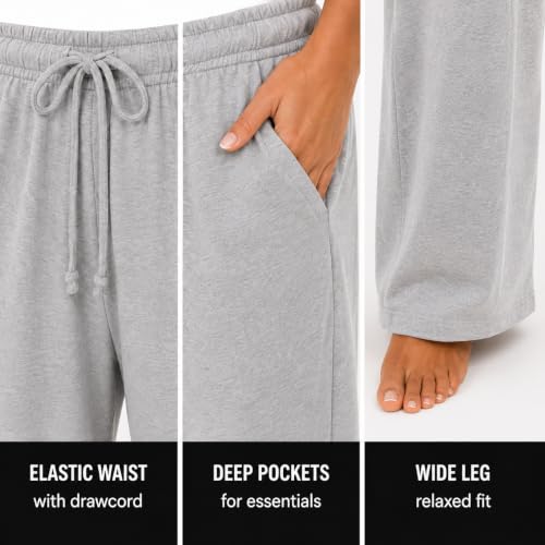 Image of Essential Elements Womens 3 Pack PJ Pants 100% Cotton Jersey Lounge Pajama | Soft Lightweight Breathable Knit With an Elastic Waist, Comfy for Sleep, Lounging and Relaxed Everyday Wear