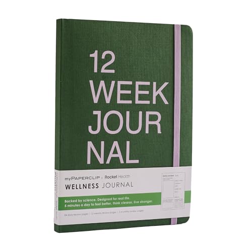 Image of myPAPERCLIP 12 Weeks Wellness Journal | A5 Size, 210 Pages, 80 GSM | 84 Daily, 12 Weekly, 3 Monthly Review Pages | Wellness Log, Mindful Habits, Reflection (Green)