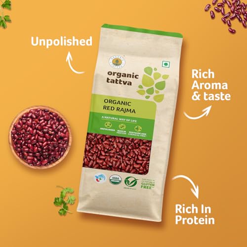 Image of Organic Tattva Red Rajma 500g | Premium Whole Kidney Beans for Curry & Daily Meals | Protein-Rich Pulses for Indian Cooking