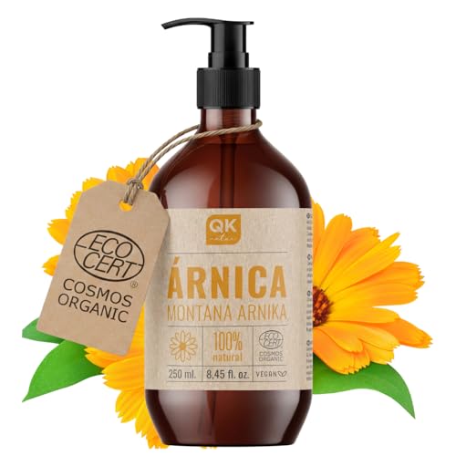 QKnatur - Huile d'Arnica Montana Macérée 100% Pure 250ml - BIO - Végétale - Huile de massage pour le corps