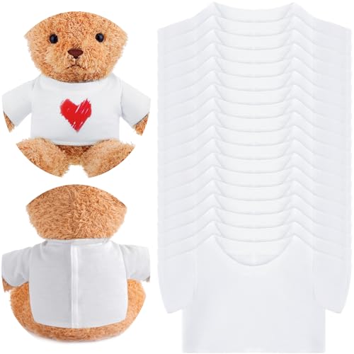 18 Pcs Stuffed Bear Clothes Sublimation Blank Bear Shirt Doll T-Shirts Stuffed Animal Tshirt Bear Basic Shirts Easy to Wear Fit 14-18 Inches Stuffed Dolls