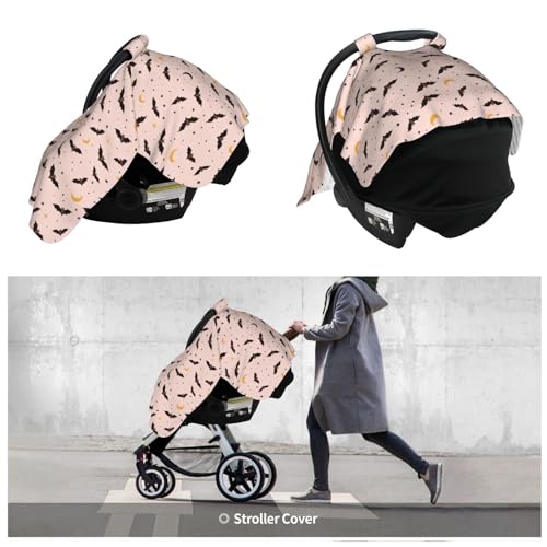 Image of Halloween Bat Baby Car Seat Canopy Nursing Cover for Newborn Car Seat Breastfeeding Covers Blanket Newborn Shower Gift