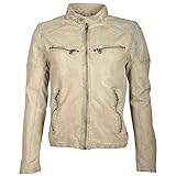 Gipsy Herren Lederjacke Raik LAROV Details aus perforiertem Leder (L, Chalk White)
