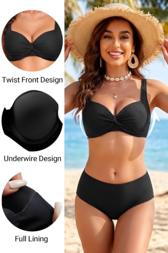 Image of Yonique Women Underwire Bikini Top - 2026 Push Up Swimsuit Tops Padded Bra Bahting Suit
