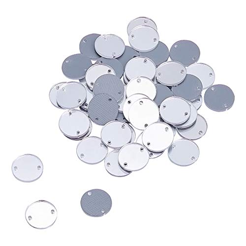 AHANDMAKER 50 Pcs Sew on Silver Mirror Rhinestones