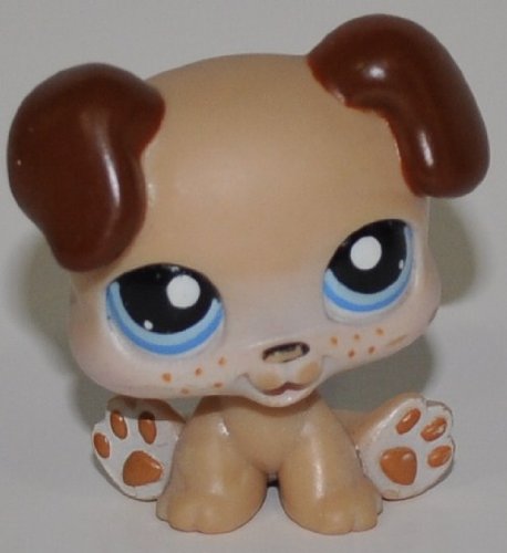 Puppy #143 (Tan, Blue Eyes) - Littlest Pet Shop (Retired) Collector Toy - LPS Collectible Replacement Single Figure - Loose (OOP Out of Package & Print)