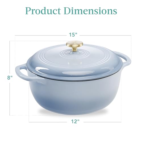 Best Choice Products 7.5 Quart Enamel Cast-Iron Round Dutch Oven, Family Style Heavy-Duty Pre-Seasoned Cookware for Home, Kitchen, Dining Room, Oven Safe w/Lid, Dual Handles - Cornflower Blue - Image 7