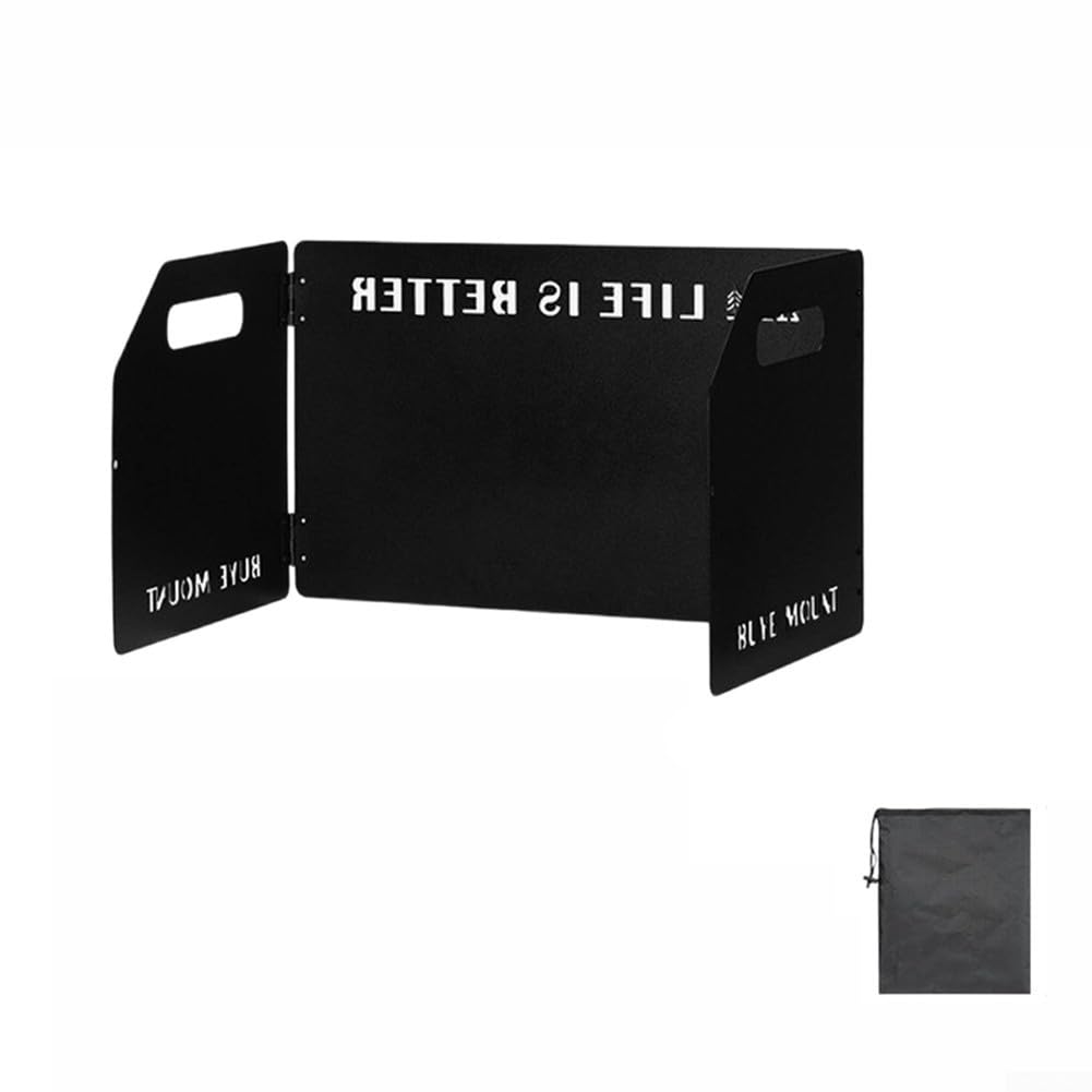 Fornello da campeggio pieghevole in metallo con custodia per escursionismo, picnic, zaino in spalla, cucina, colore nero, design in acciaio (nero)
