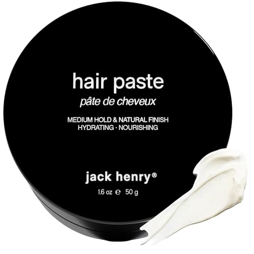 Jack Henry Hair Paste for Men - Natural Finish Light Hold Subtle Shine - Natural Plant Based Formula for All Hair Types - Petroleum Free for Non-Greasy Hair Texture - Unscented (1.69 oz)