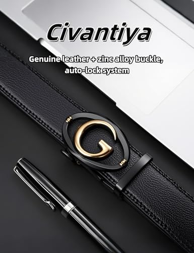 Men's Ratchet Belt Leather Belt Adjustable for Men Gift 1 3/8-Cut for Perfect Fit4