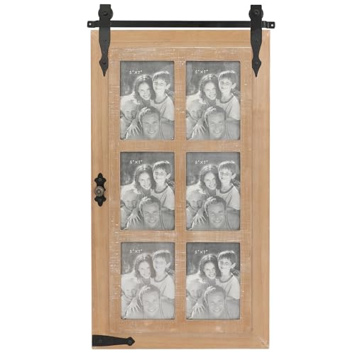 ABBSR Farmhouse 5X7 Picture Frames Collage Wall Decor, Wooden Barn Door Window Multi Opening Photo Frame for Living Room, Bedroom, Entryway