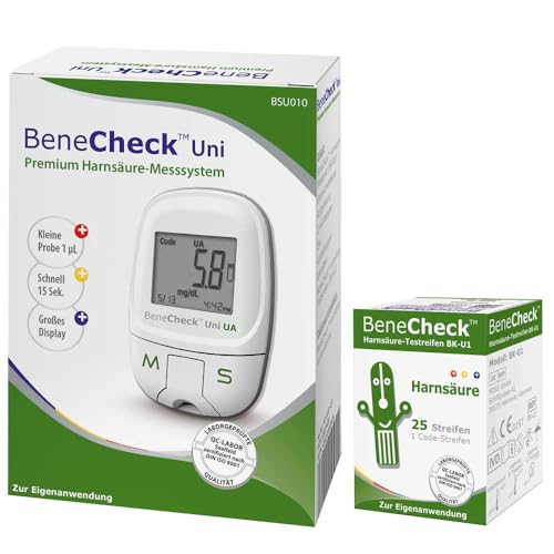 BeneCheck Premium Harnsäure-Messgerät Bundle inkl. 35 Teststreifen & 10 Lanzetten | Uric Acid Tester zur Gichtkontrolle | Starterset für präzise Harnsäuremessung zuhause