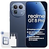 realme GT 8 Pro Mobile Phone, 16+512GB, Snapdragon 8850 Processor, 2K 144Hz Liquid Display, 200MP Ultra Vision, Precise and Battery 7000mAh, Long Life, Blue, Adapter Included