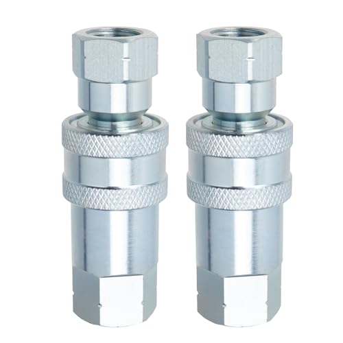 Image of ISO 7241-A 1 /4 inch NPT Hydraulic Quick Connect Tractor Coupler Carbon Steel Agricultural Quick Disconnect Coupling, 2 Pack