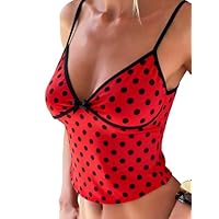 Seyumixi Polka Dot Top Women Y2K Cute Polka Dot Shirt with Bow Sleeveless Going Out Ladybug Top Red Coquette Clothes(Dot Red,S)