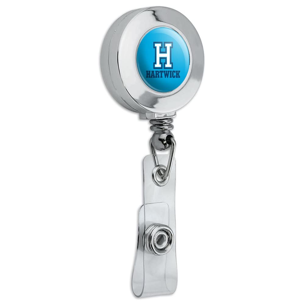 Hartwick College Secondary Logo Retractable Reel Chrome Badge ID Card Holder Clip