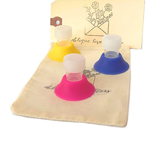 3 Dinky Dip Bottles with empty ink jar Holder, Calligraphy Ink wells with lids for oblique Calligraphy Pen, Fountain Pen, Dip pen holder, and Oblique Nib holder - Dipping Ink pot for dip pens