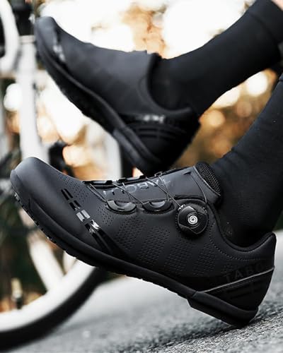 Image of Hixingo Cycling Shoes Men Women Road Bike and MTB Shoes with Rubber Sole, Breathable Trainers Non-Slip No-Lock Cycling Shoes Mountain Bike Shoes 36-47 EU