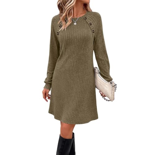 Fall Dresses for Women Long Sleeve Sweater Dress Crew Neck Tunic Tops - image 3