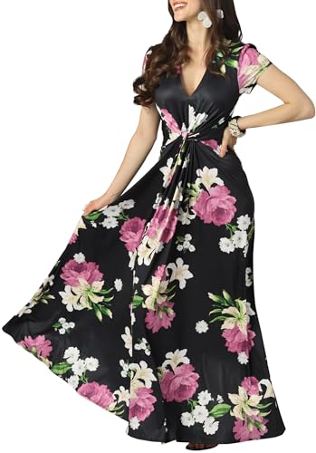 Image of KOH KOH Womens Long Flowy Cap Sleeve Empire Waist Cocktail Maxi Dress Gown