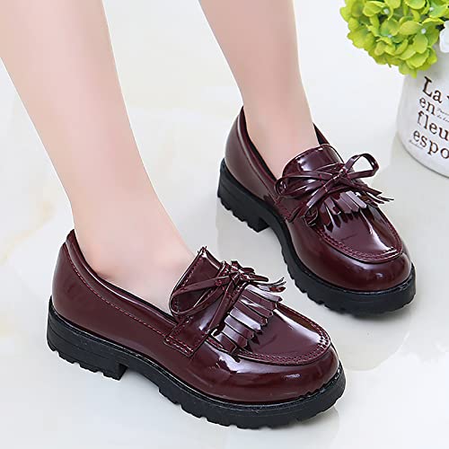 Boys Slip on Shoe Girls Slip On Leather Loafer Tassel Bow Flats School Dress Shoes for Girls and 1 Boys2