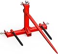 YITAMOTOR 3 Point Quick Attach Hitch for Category 1 Tractor, 49" Hay Bale Spear & 2 Stabilizer Spears, 2" Receiver & 1/7 8" Trailer Gooseneck Ball Drawbar, 3000 lb Capacity Hay Spear Attachment
