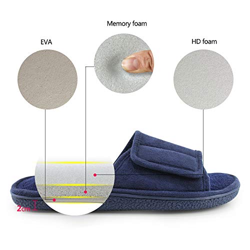 Image of Magtoe Adjustable House Slippers for Men Soft Open Toe Breathable Indoor Slip on Mens Slides Sandals with Memory Foam for Home Bedroom,All Seasons
