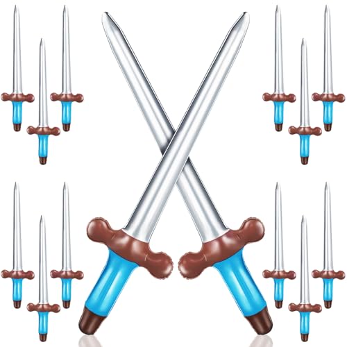 Eerrhhaq 15 Pcs Inflatable Pirate Swords Inflated Plastic Blow Up Sword Toy Theme Party Birthday Swimming Pool Party Supplies Favors Halloween Pirate Costume Accessories Stage Props